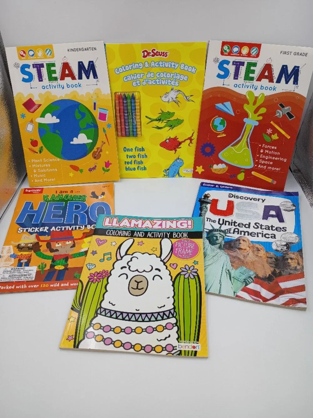 6-Pc Kids Fun Educational Activity Book Bundle Dr Seuss STEAM USA Multi-Age